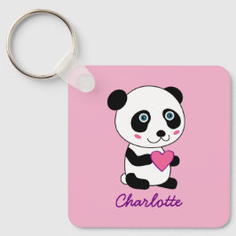 Llavero Panda lindo con un nombre personalizado del corazó