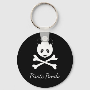 Llavero Panda pirata divertida blanco y negro personalizad