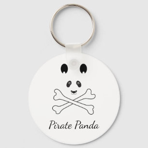 Llavero Panda pirata divertida blanco y negro personalizad