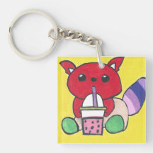 Panda Rojo Bebiendo Boba