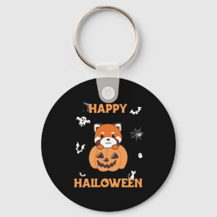 Llavero Panda Rojo En Calabaza Cute Pandas Feliz Halloween