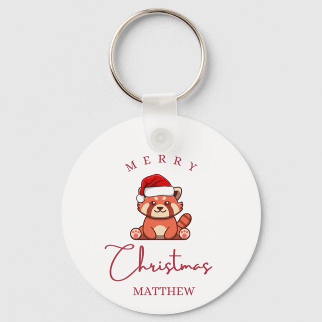 Llavero Panda Rojo: Feliz Navidad Matthew (Anverso)