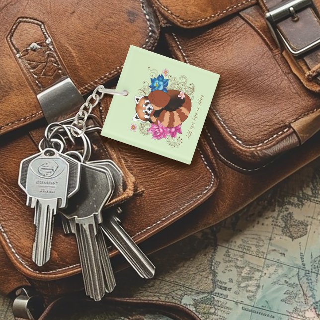 Llavero Panda Rojo Lotus Flores Henna Business Logo (Subido por el creador)