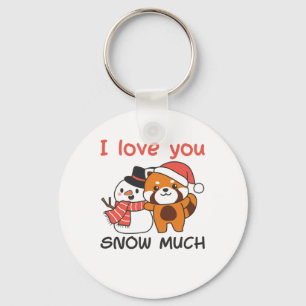 Llavero Panda Rojo Me Encanta Nieve Mucha Nieve Pun