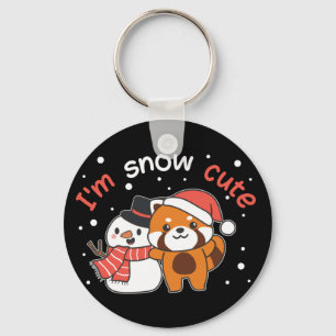 Llavero Panda rojo Soy Nieve Cute Snowman Nieve Keychain