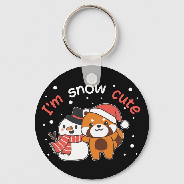 Llavero Panda rojo Soy Nieve Cute Snowman Nieve Keychain (Anverso)