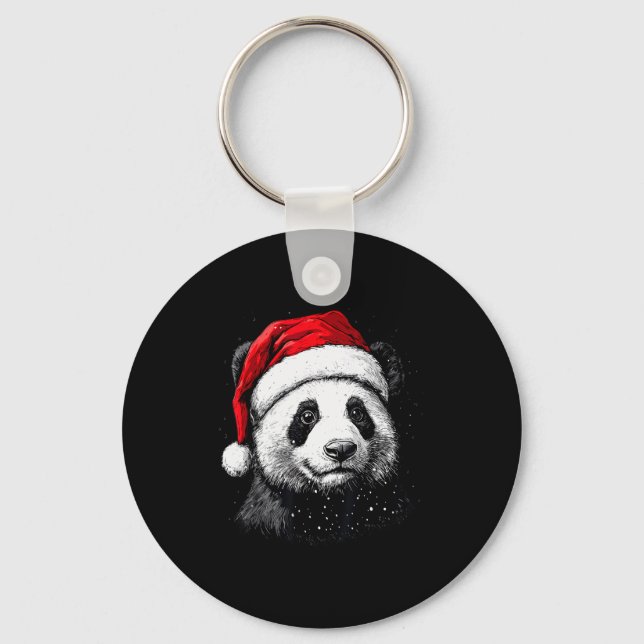 Llavero Panda Santa Hat Funny Panda Lovers Christmas Xmas  (Anverso)