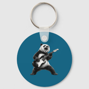 Llavero Panda tocando guitarra estrella de rock rock and r