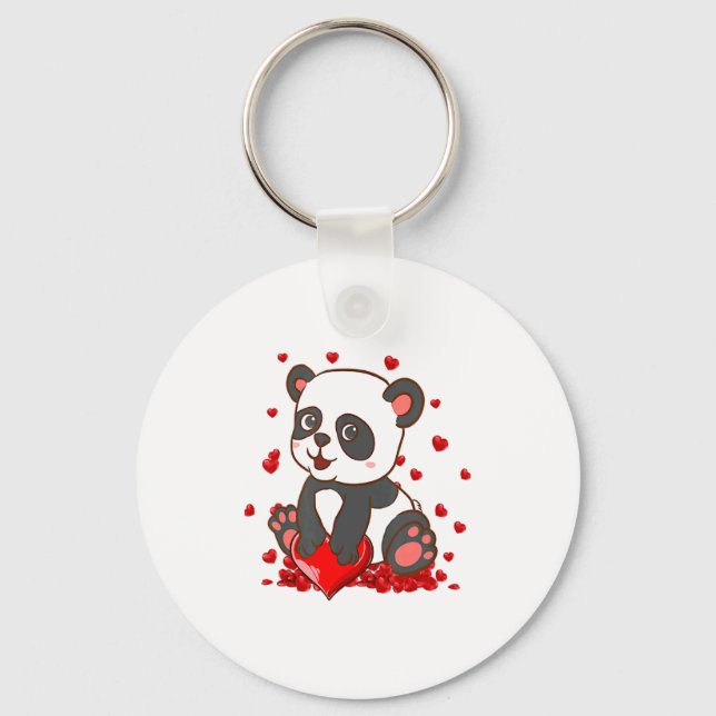 Llavero Panda With Hearts Valentines Day Women And Girls  (Anverso)