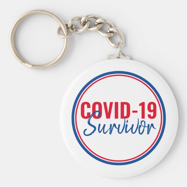 Llavero Pandemia roja azul Coronavirus Covid-19 Sobrevivie (Frente)