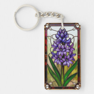 Llavero Panel de Vidrio Pintado con Flor Vibrante