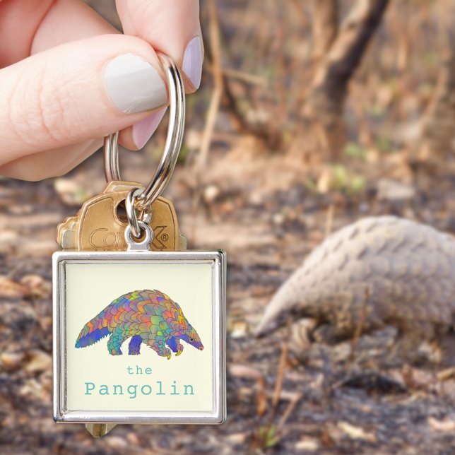 Llavero Pangolin Colorful Animal Art (Cute pangolin colorful animal art watercolor keyring scaly anteater endangered species )