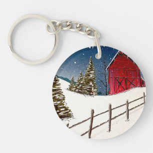 Llavero Panorama de nieve del Barn Rojo