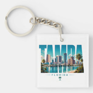 Llavero Panorama de Tampa Florida Nombre de la Ciudad Cost
