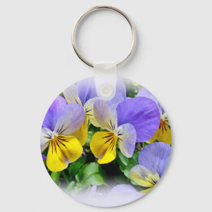 Llavero Pansias amarillas y moradas