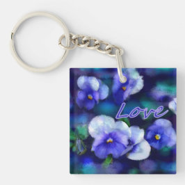 Llavero Pansias azules Pansy Flor Flor Verde azulado 'Amor