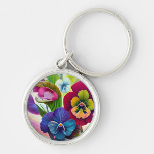 Llavero Pansies coloridos -IA ART