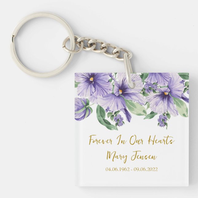 Llavero Pansy Memorial Funeral Photo Keychain (Frente)