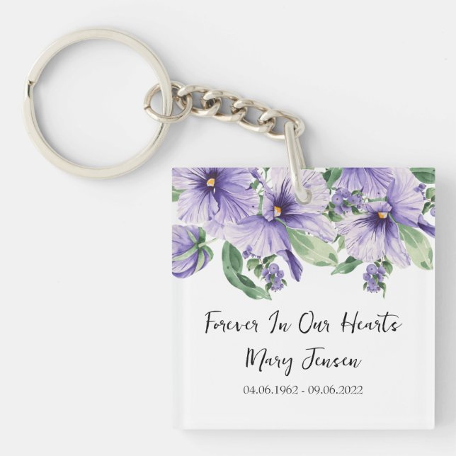 Llavero Pansy Memorial Funeral Photo Keychain (Frente)