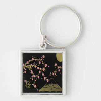 Llavero Pantalla Japonesa Rosa Sakura Dorado Negro