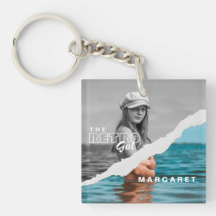 Llavero Pantalla retro de fotografía retratada en blanco y