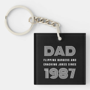 Llavero Papá Año Personalizado Grill Master BBQ Negro