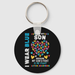 Llavero Papá autista orgulloso, uso azul para el autismo d
