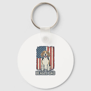 Llavero Papá Beagle Patriótico Diseño de Perro con Grabado