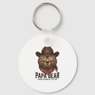 Llavero Papa Bear Cowboy Bear Patriotic Vintage Vector Des