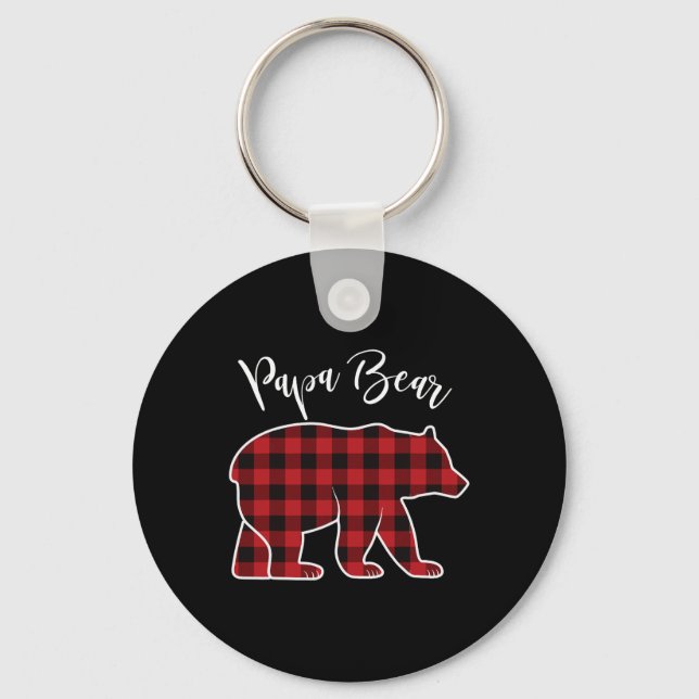 Llavero Papa Bear Pajama Red Buffalo Xmas Funny Family Chr (Anverso)