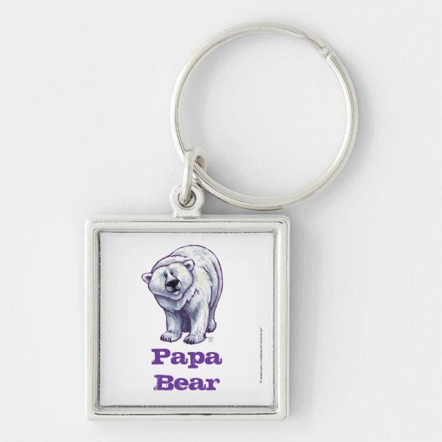 Llavero Papa Bear Polar Bear Square Keychain (Frente)