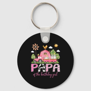 Llavero Papa de la cumpleañera camión granja de vaca rosa