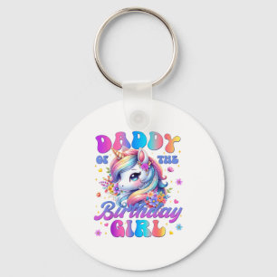 Llavero Papá De La Cumpleañera Unicornio Flor Familia M