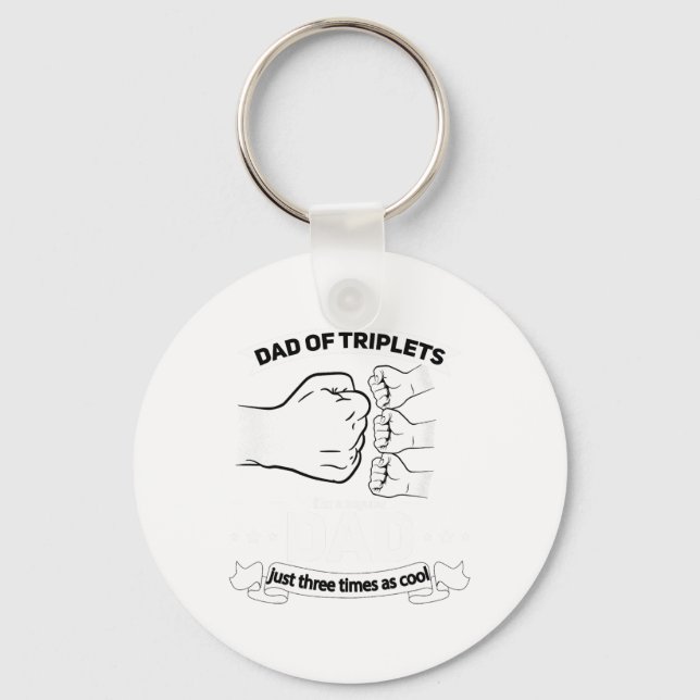 Llavero Papá De Los Trillizos Invitación Padres Día De Pap (Anverso)