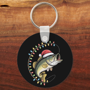 Llavero Papá de Navidad Bajo Pez Divertido Pescar Pescador