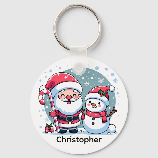 Llavero Papa de Navidad Lindo Personalizado (Anverso)