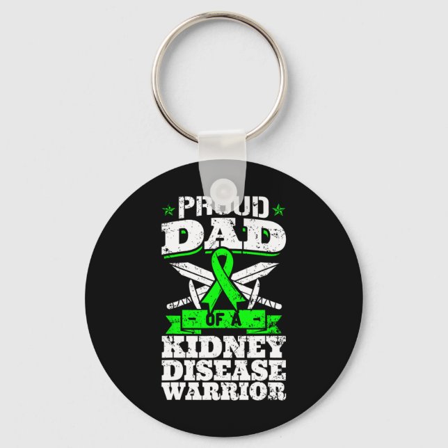 Llavero Papá De Un Guerrero De La Enfermedad Del Riñón (Anverso)