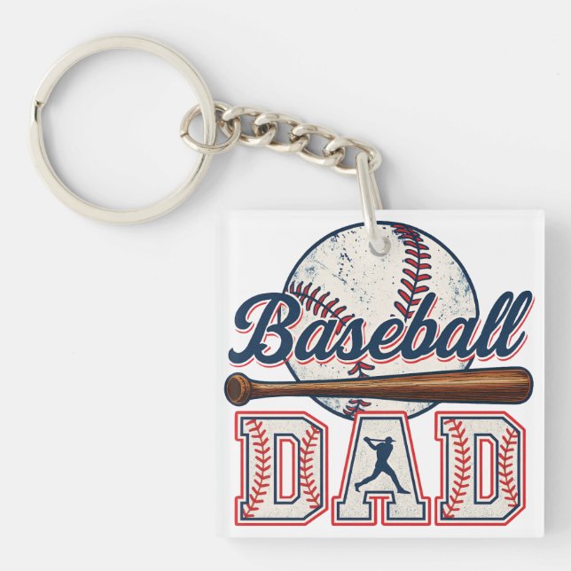 Llavero Papá del béisbol retro (Frente)