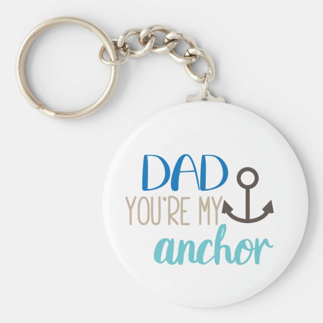 Llavero Papá, eres el Día del Padre Blanco Azul Anchor (Frente)