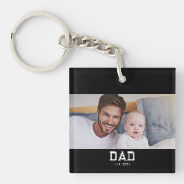 Llavero Papá Estableció la Foto Moderna (Frente)