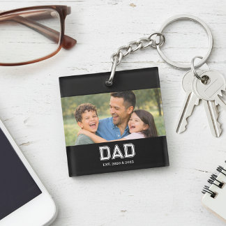 Llavero Papá Estableció Regalo de Tipografía Moderna Fotog