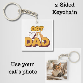 Llavero Papa Gato Orgulloso Día del Padre Doble Cara