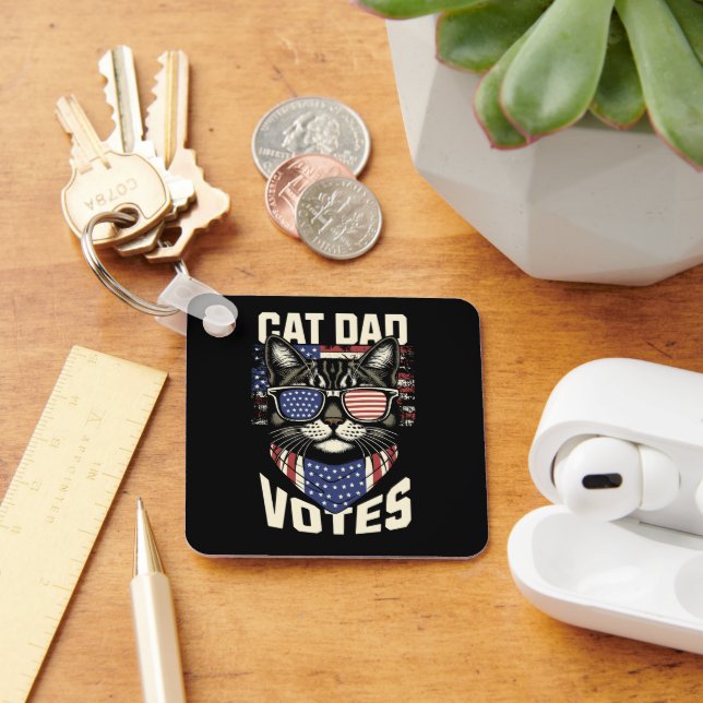 Llavero Papá gato vota bandera electoral bandera estadouni (Escritorio )