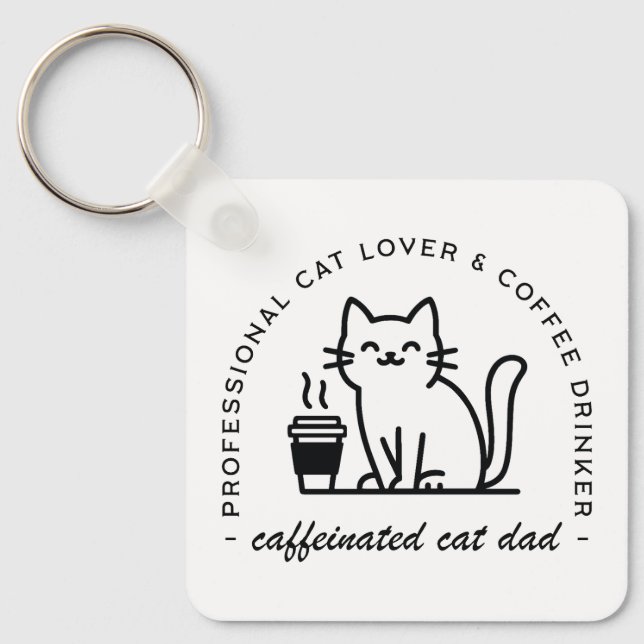 Llavero Papá gato y amantes del café hipster (Anverso)
