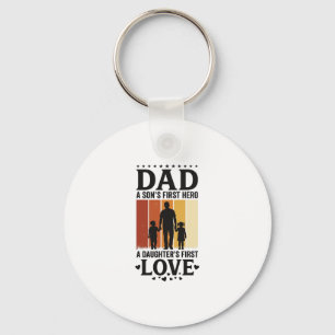 Llavero Papá Hijo Primer Héroe Hija Primer Amor Camiseta V
