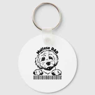 Llavero Papá Maltés Diseño Negro y Blanco Perro Maltés