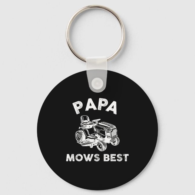 Llavero Papa Mows Funny Lawn Mower Father's Day Grandpa  (Anverso)