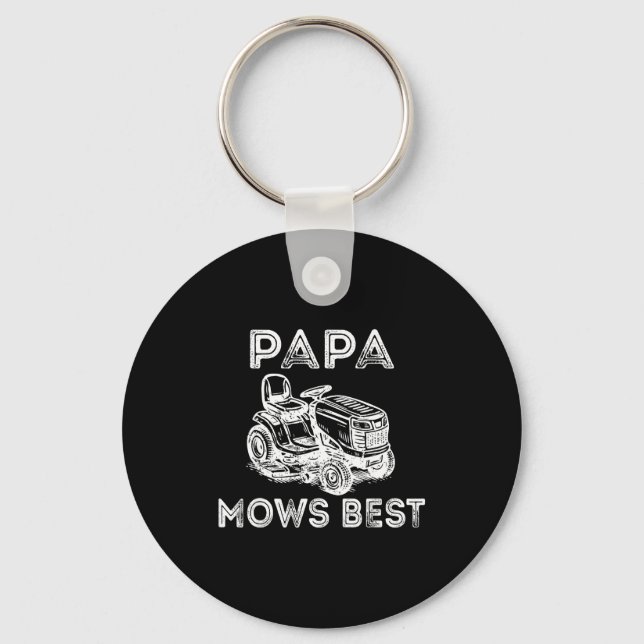 Llavero Papa Mows Funny Lawn Mower Father's Day Grandpa  (Anverso)