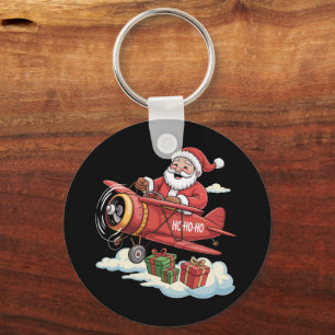 Llavero Papá Noel de Navidad Piloto Volando Avión Regalo