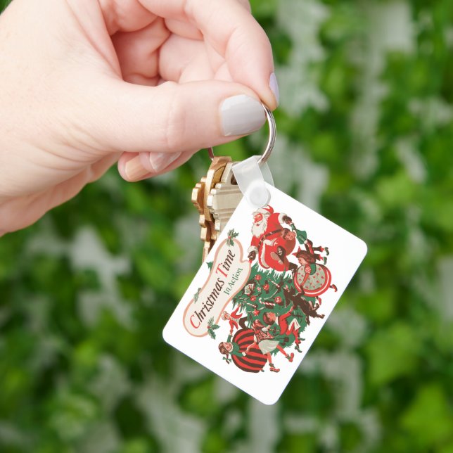 Llavero Papá Noel de Navidad y niños bailando (Mano)